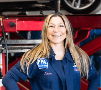 a lady in a workshop